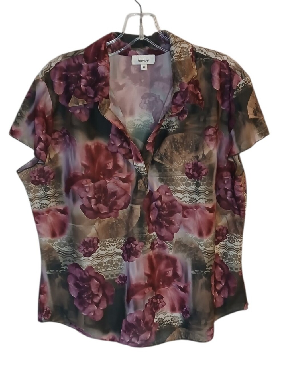Harlow Vintage 90's Floral Short-Sleeve Blouse Size XL